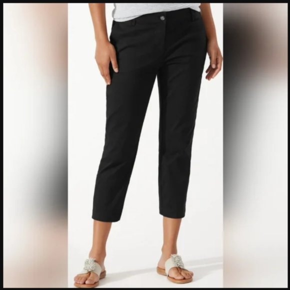 TOMMY BAHAMA Cropped Flat Front Black Barocay Pants Size 16 - Picture 1 of 16